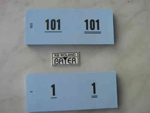 Doppelnummern aus Papier - Garderobenmarken